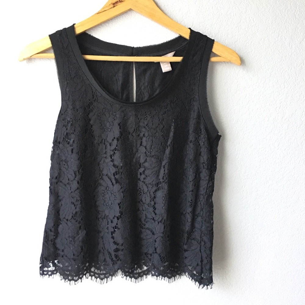 Banana Republic Black Lace Sleeveless Blouse